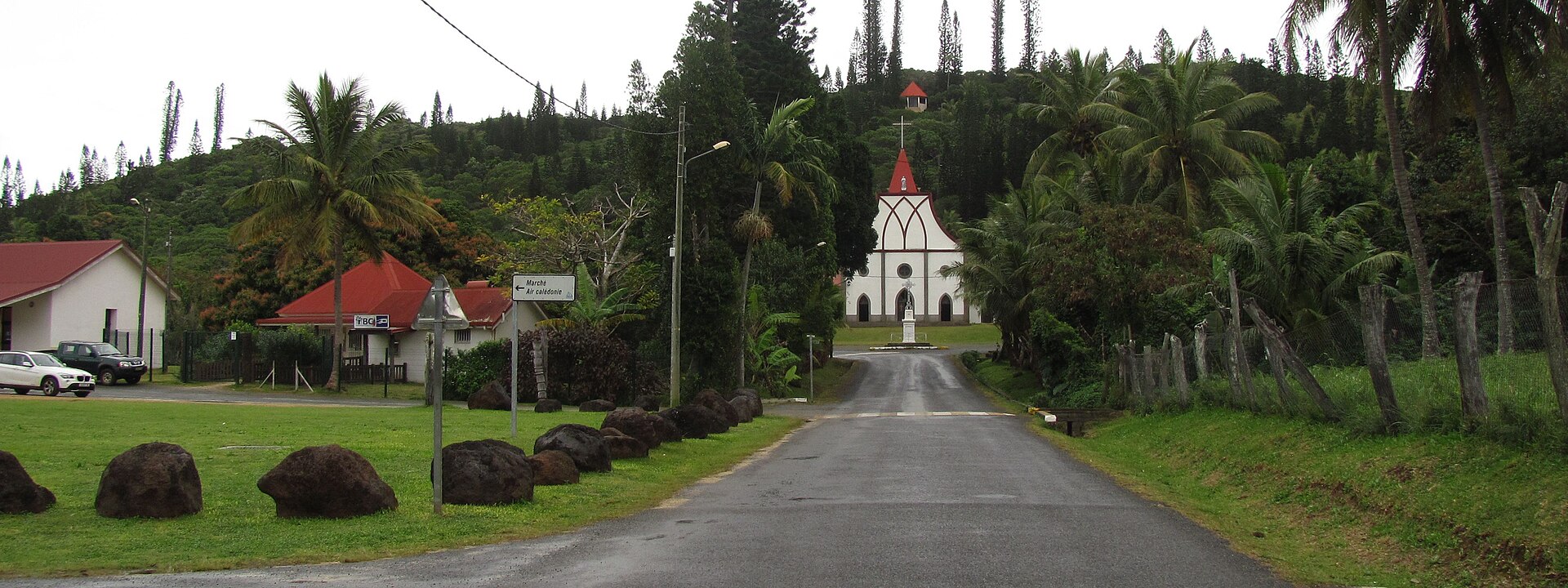 Church and village centre, Vao, L'Île-des-Pins, New Caledonia