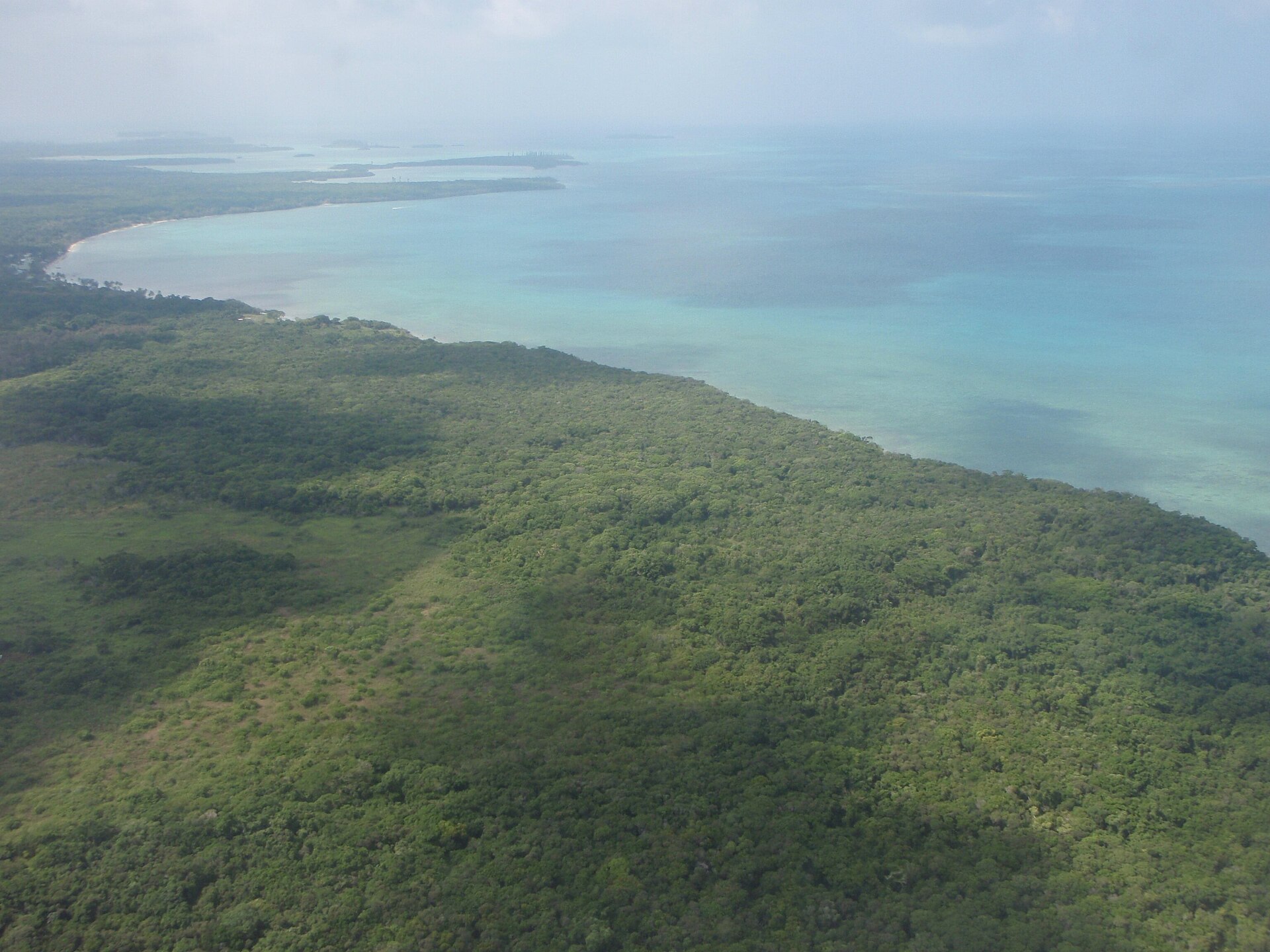 Overview by plane of Île des Pins, New Caledonia.